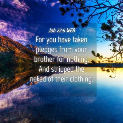 Picture 04 - Job 22:6 WEB - For you have taken pledges from your brother for - Bible Verse Picture