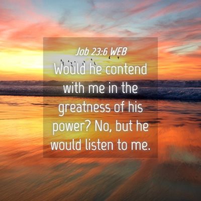 Picture 04 - Job 23:6 WEB - Would he contend with me in the greatness of his - Bible Verse Picture