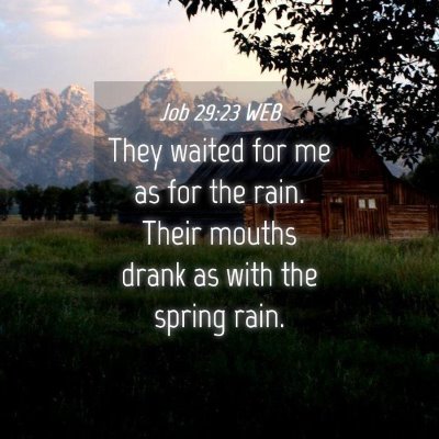 Picture 04 - Job 29:23 WEB - They waited for me as for the rain. Their mouths - Bible Verse Picture