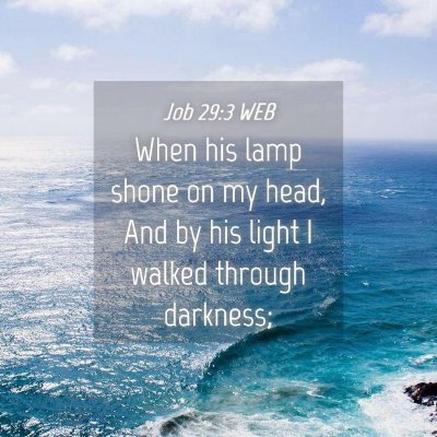 Picture 04 - Job 29:3 WEB - When his lamp shone on my head, And by his light - Bible Verse Picture