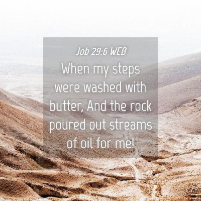 Picture 04 - Job 29:6 WEB - When my steps were washed with butter, And the - Bible Verse Picture