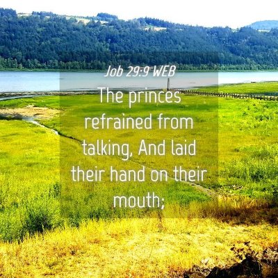Picture 04 - Job 29:9 WEB - The princes refrained from talking, And laid - Bible Verse Picture