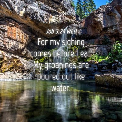 Picture 04 - Job 3:24 WEB - For my sighing comes before I eat, My groanings - Bible Verse Picture