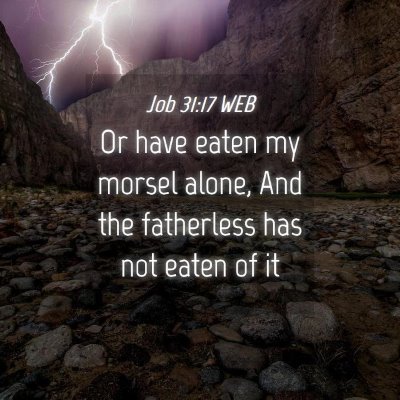 Picture 04 - Job 31:17 WEB - Or have eaten my morsel alone, And the fatherless - Bible Verse Picture