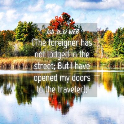 Picture 04 - Job 31:32 WEB - (The foreigner has not lodged in the street; But - Bible Verse Picture