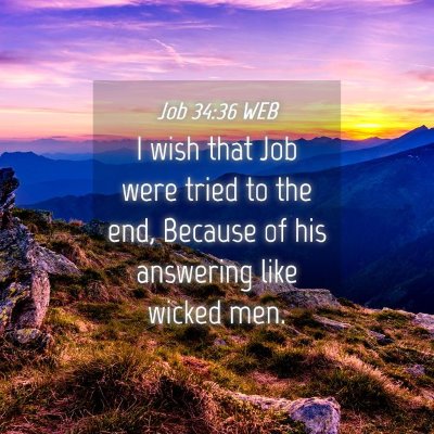 Picture 04 - Job 34:36 WEB - I wish that Job were tried to the end, Because of - Bible Verse Picture