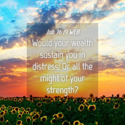 Picture 04 - Job 36:19 WEB - Would your wealth sustain you in distress, Or all - Bible Verse Picture
