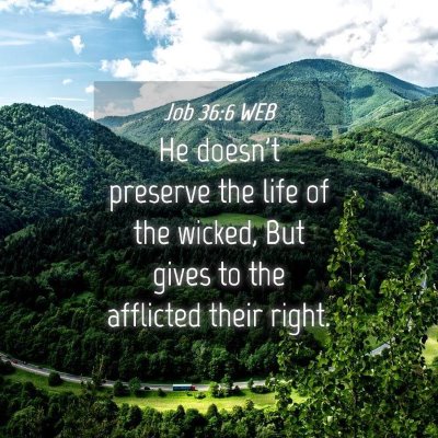 Picture 04 - Job 36:6 WEB - He doesn't preserve the life of the wicked, But - Bible Verse Picture