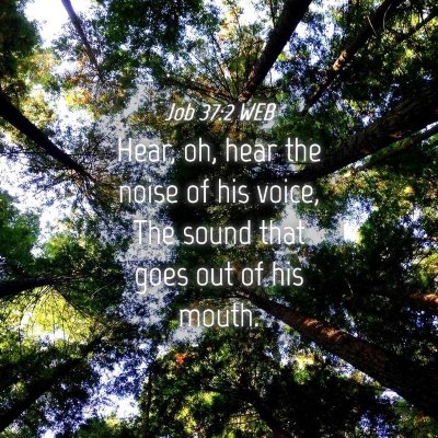 Picture 04 - Job 37:2 WEB - Hear, oh, hear the noise of his voice, The sound - Bible Verse Picture