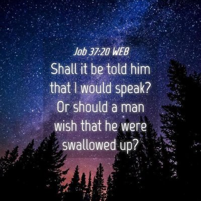 Picture 04 - Job 37:20 WEB - Shall it be told him that I would speak? Or - Bible Verse Picture