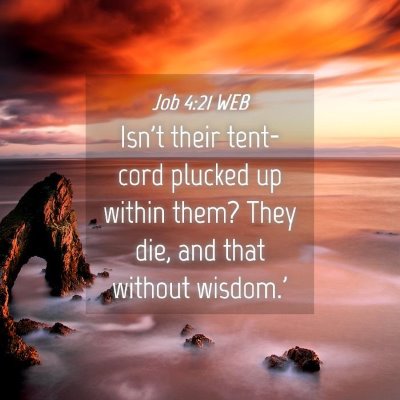 Picture 04 - Job 4:21 WEB - Isn't their tent-cord plucked up within them? - Bible Verse Picture