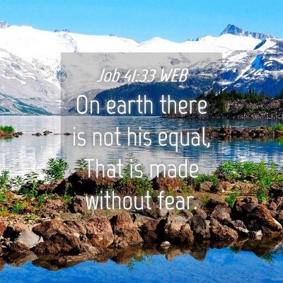 Picture 04 - Job 41:33 WEB - On earth there is not his equal, That is made - Bible Verse Picture