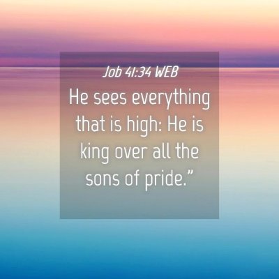 Picture 04 - Job 41:34 WEB - He sees everything that is high: He is king over - Bible Verse Picture
