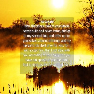 Picture 04 - Job 42:8 WEB - Now therefore, take to yourselves seven bulls and - Bible Verse Picture