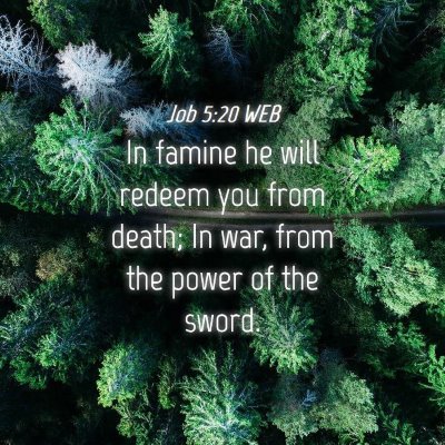 Picture 04 - Job 5:20 WEB - In famine he will redeem you from death; In war, - Bible Verse Picture