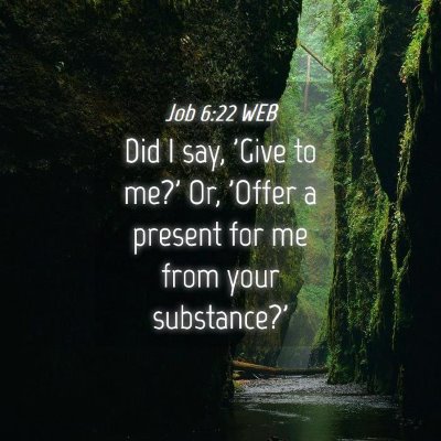 Picture 04 - Job 6:22 WEB - Did I say, 'Give to me?' Or, 'Offer a present for - Bible Verse Picture
