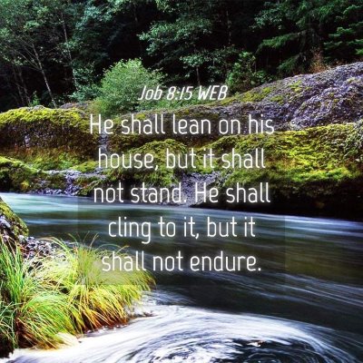 Picture 04 - Job 8:15 WEB - He shall lean on his house, but it shall not - Bible Verse Picture