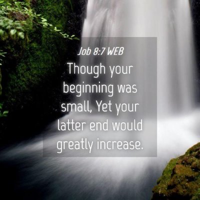 Picture 04 - Job 8:7 WEB - Though your beginning was small, Yet your latter - Bible Verse Picture