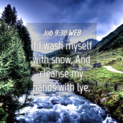 Picture 04 - Job 9:30 WEB - If I wash myself with snow, And cleanse my hands - Bible Verse Picture