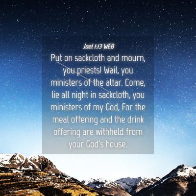 Picture 04 - Joel 1:13 WEB - Put on sackcloth and mourn, you priests! Wail, - Bible Verse Picture