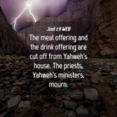 Picture 04 - Joel 1:9 WEB - The meal offering and the drink offering are cut - Bible Verse Picture