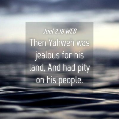 Picture 04 - Joel 2:18 WEB - Then Yahweh was jealous for his land, And had - Bible Verse Picture