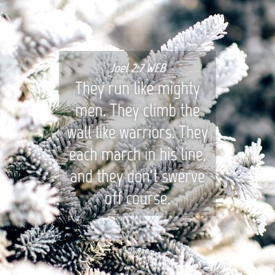 Picture 04 - Joel 2:7 WEB - They run like mighty men. They climb the wall - Bible Verse Picture