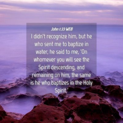 Picture 04 - John 1:33 WEB - I didn't recognize him, but he who sent me to - Bible Verse Picture