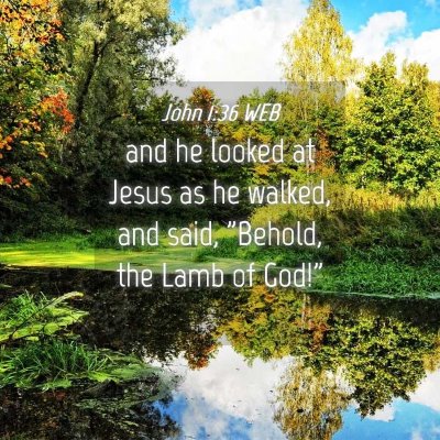 Picture 04 - John 1:36 WEB - and he looked at Jesus as he walked, and said, - Bible Verse Picture
