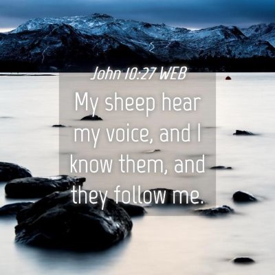 Picture 04 - John 10:27 WEB - My sheep hear my voice, and I know them, and they - Bible Verse Picture