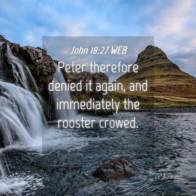 Picture 04 - John 18:27 WEB - Peter therefore denied it again, and immediately - Bible Verse Picture
