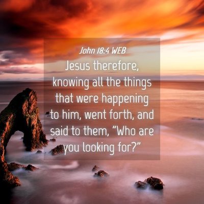 Picture 04 - John 18:4 WEB - Jesus therefore, knowing all the things that were - Bible Verse Picture