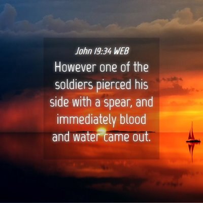 Picture 04 - John 19:34 WEB - However one of the soldiers pierced his side with - Bible Verse Picture