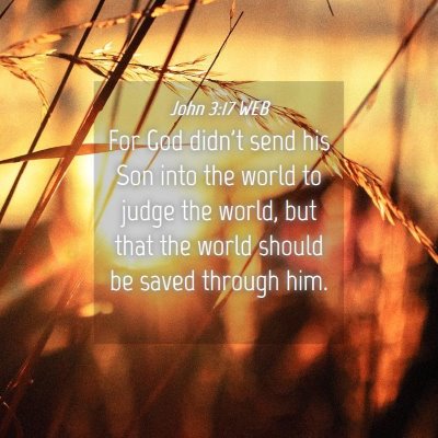 Picture 04 - John 3:17 WEB - For God didn't send his Son into the world to - Bible Verse Picture