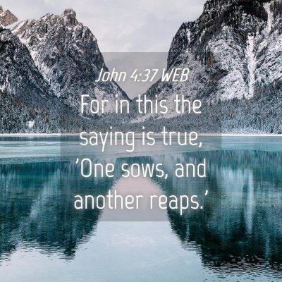 Picture 04 - John 4:37 WEB - For in this the saying is true, 'One sows, and - Bible Verse Picture