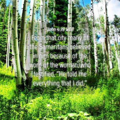 Picture 04 - John 4:39 WEB - From that city many of the Samaritans believed in - Bible Verse Picture