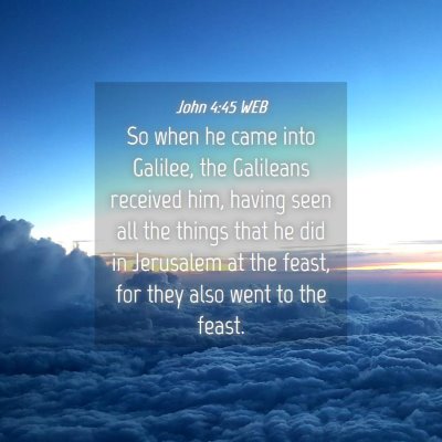 Picture 04 - John 4:45 WEB - So when he came into Galilee, the Galileans - Bible Verse Picture