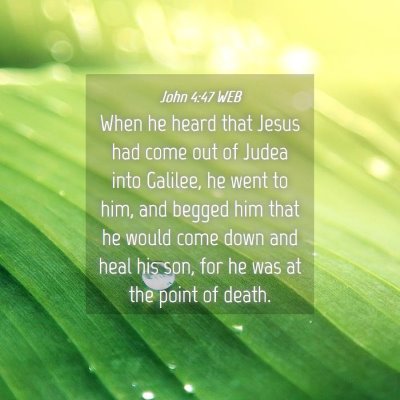 Picture 04 - John 4:47 WEB - When he heard that Jesus had come out of Judea - Bible Verse Picture