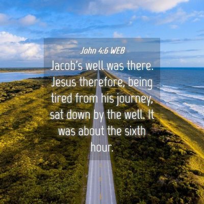 Picture 04 - John 4:6 WEB - Jacob's well was there. Jesus therefore, being - Bible Verse Picture