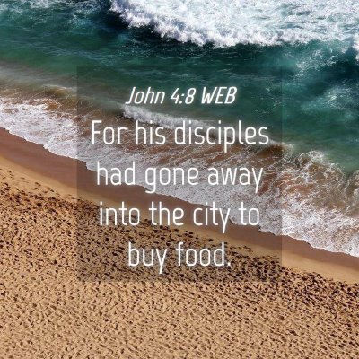 Picture 04 - John 4:8 WEB - For his disciples had gone away into the city to - Bible Verse Picture