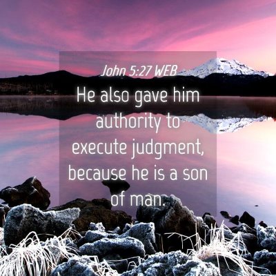 Picture 04 - John 5:27 WEB - He also gave him authority to execute judgment, - Bible Verse Picture