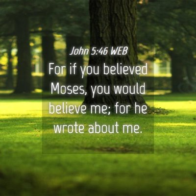 Picture 04 - John 5:46 WEB - For if you believed Moses, you would believe me; - Bible Verse Picture