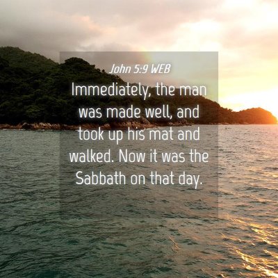 Picture 04 - John 5:9 WEB - Immediately, the man was made well, and took up - Bible Verse Picture