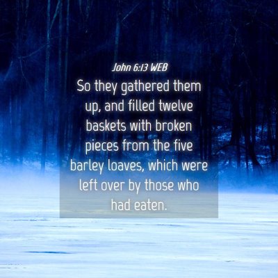 Picture 04 - John 6:13 WEB - So they gathered them up, and filled twelve - Bible Verse Picture