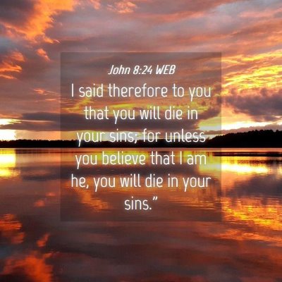 Picture 04 - John 8:24 WEB - I said therefore to you that you will die in your - Bible Verse Picture