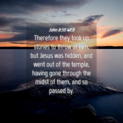 Picture 04 - John 8:59 WEB - Therefore they took up stones to throw at him, - Bible Verse Picture
