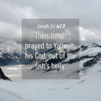 Picture 04 - Jonah 2:1 WEB - Then Jonah prayed to Yahweh, his God, out of the - Bible Verse Picture