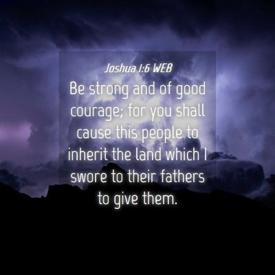 Picture 04 - Joshua 1:6 WEB - Be strong and of good courage; for you shall - Bible Verse Picture