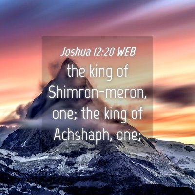 Picture 04 - Joshua 12:20 WEB - the king of Shimron-meron, one; the king of - Bible Verse Picture
