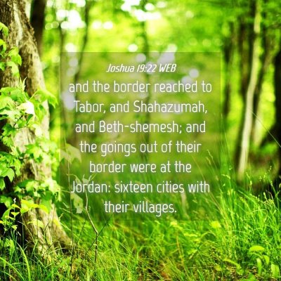 Picture 04 - Joshua 19:22 WEB - and the border reached to Tabor, and Shahazumah, - Bible Verse Picture